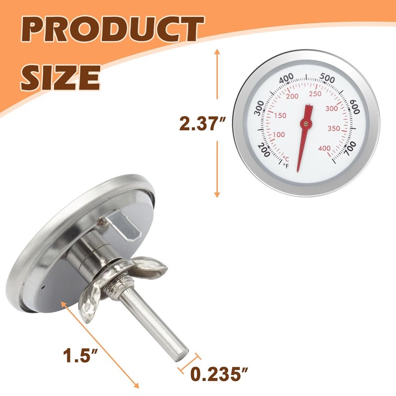 MOASKER 67088 Grill Thermometer Replacement for Weber Genesis II E-310 S-310 E-315 S-335 E-330 E/S 410, Temperature Gauge Thermostat for Weber Genesis 300 and Summit Series Grills, Center Mount, 2-3/8" Dia - Image 2